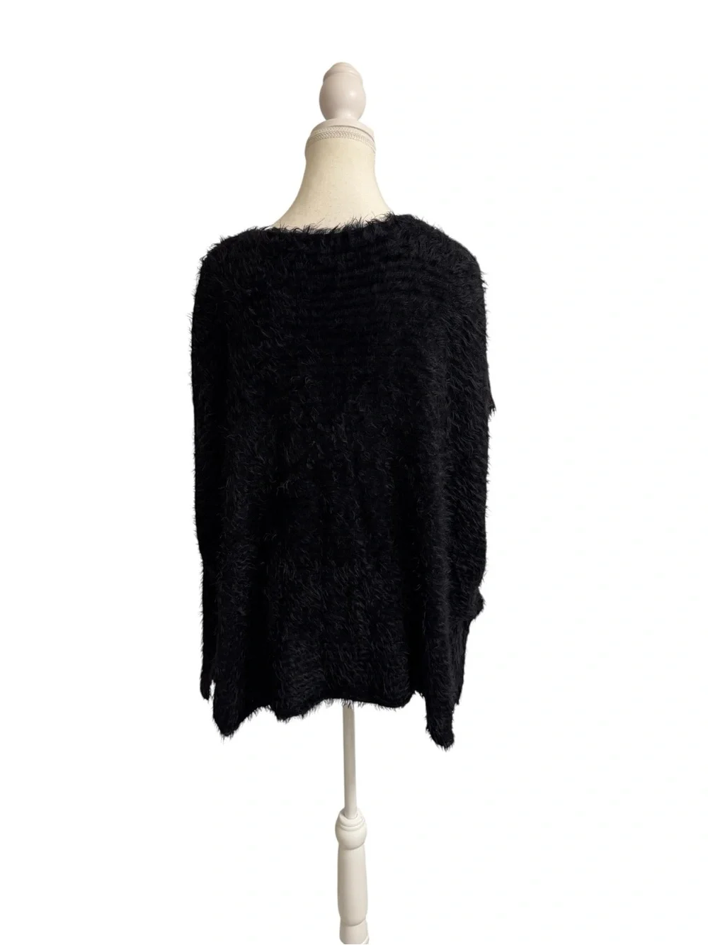 Chico’s Black Eyelash Knit Cardigan Wrap L/XL Cozy Quiet Luxury Layering
